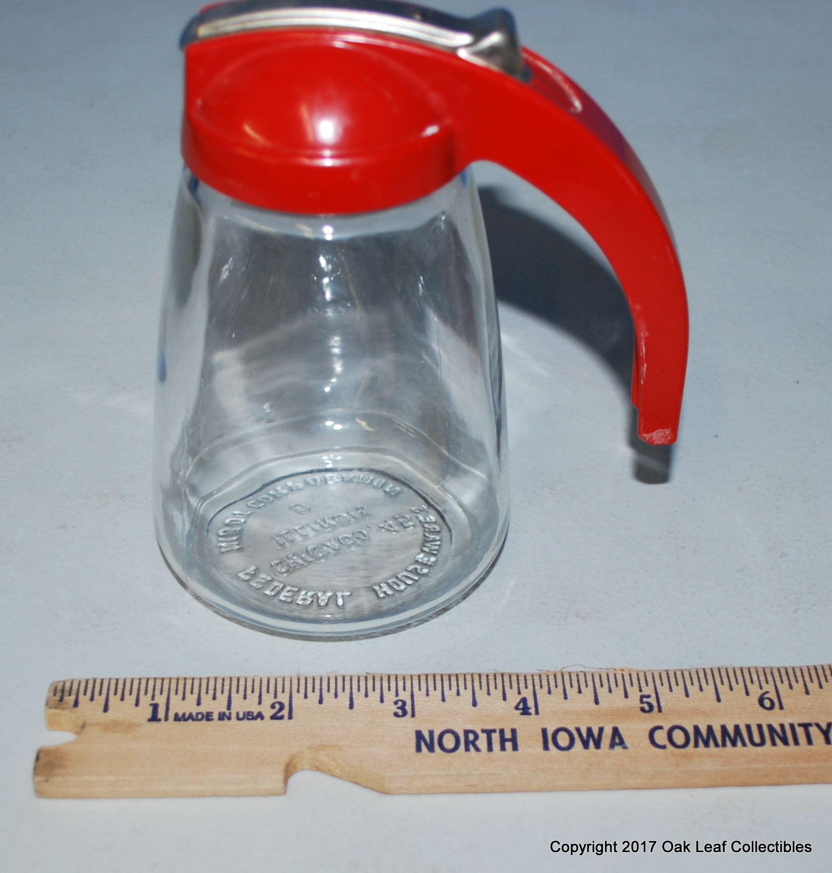 Vintage Federal Housewares Glass Syrup Dispenser Retro RED Top eBay