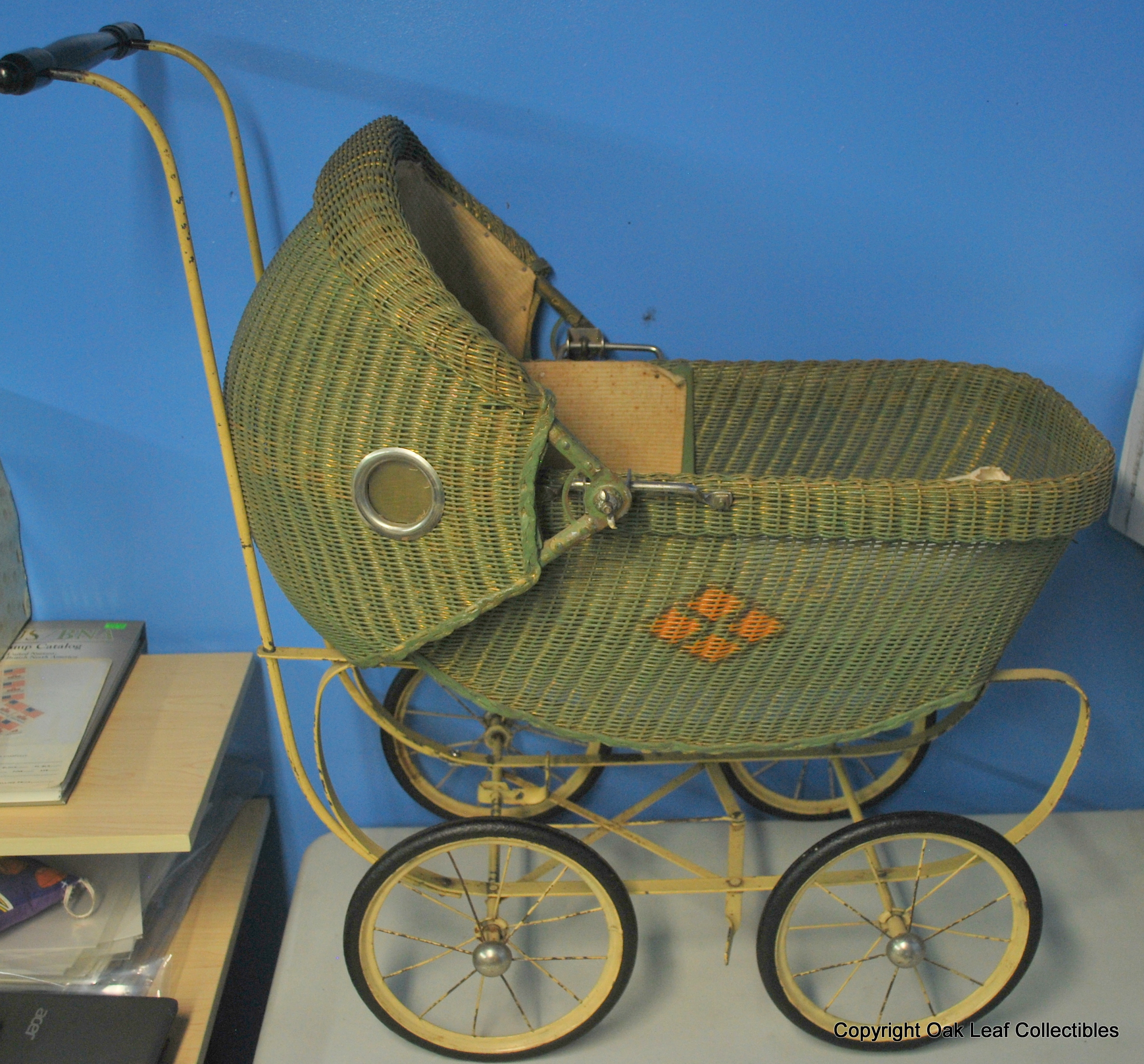 antique wicker doll carriage
