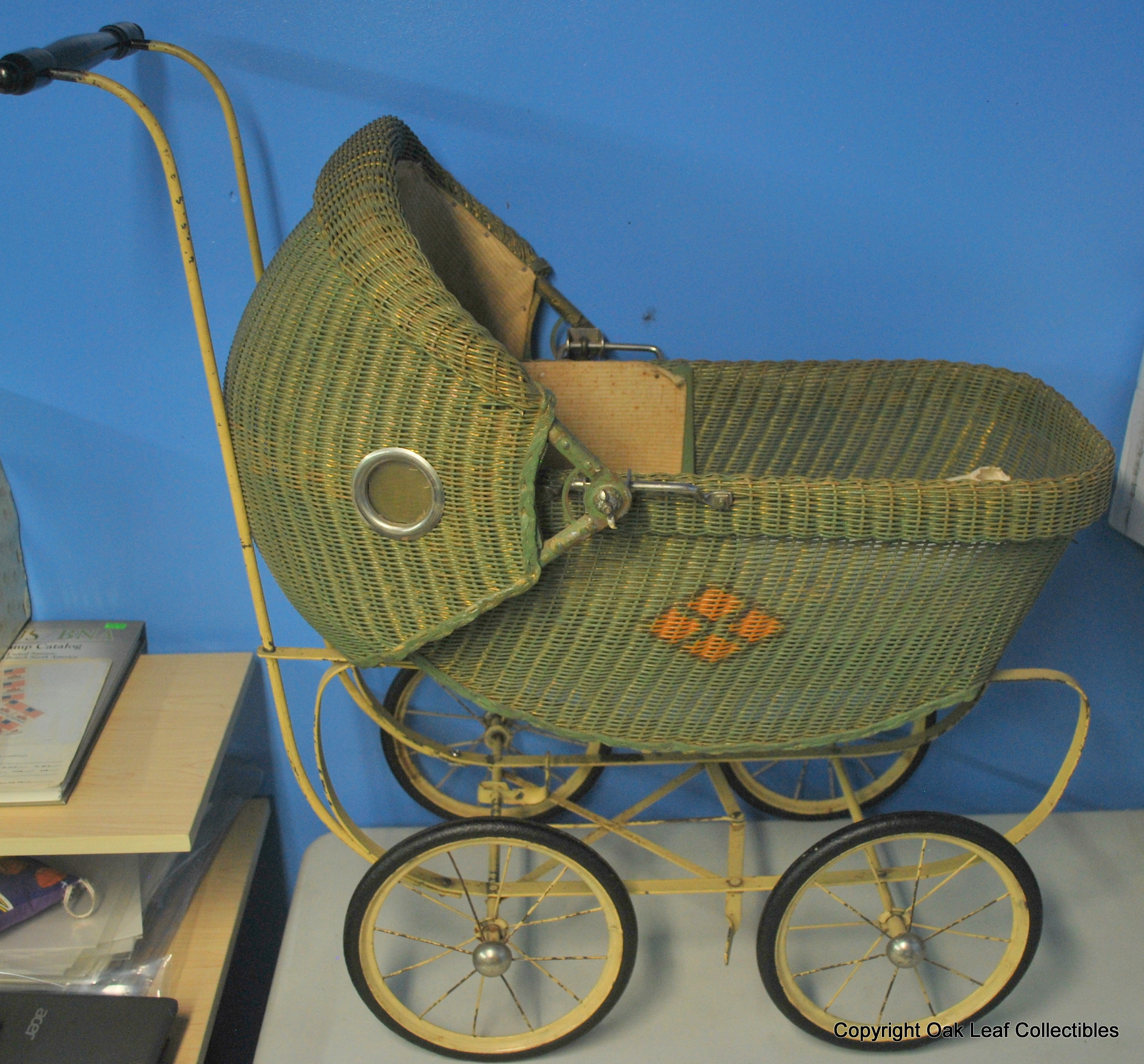 antique wicker baby doll carriage