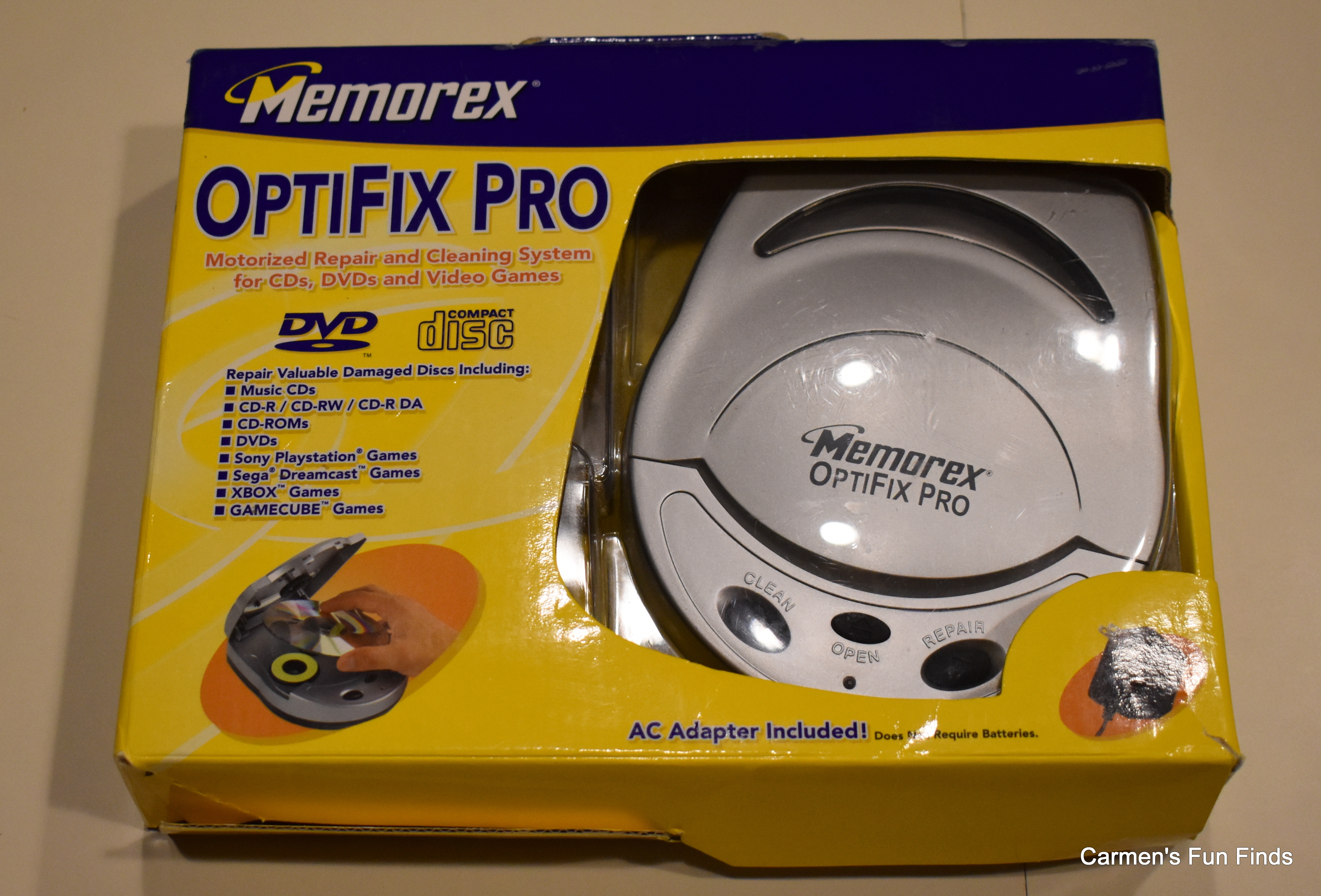 Memorex OptiFix Pro CD DVD Video Game Disc Scratch Repair Fix Kit AC